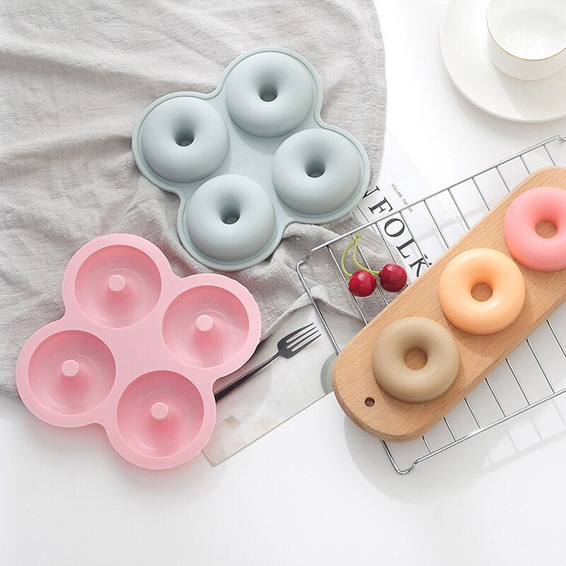 4 Holes Donuts Mold 3D Silicone Doughnut Molds Non Stick Bagel Pan Pastry Chocolate Muffins Cake Maker Kitchen Accessories Tool - Provence Home Living Store