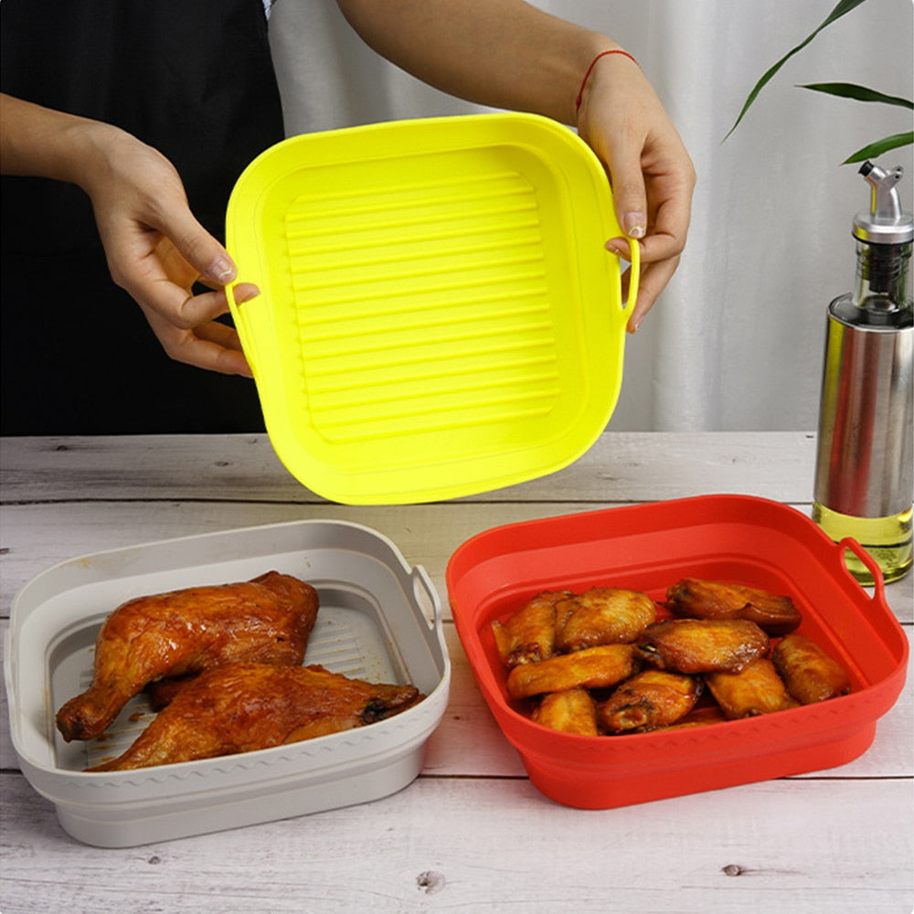 8 inch Foldable Air Fryer Silicone Pot Tray Reusable Air Fryers Silicone Basket Liners for AirFryer Oven Baking Accessories - Provence Home Living Store