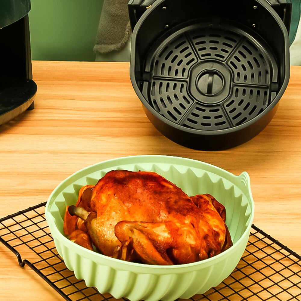 Air Fryer Silicone Pot Round Reusable Air Fryers Oven Baking Tray Fried Chicken Basket Mat Replacemen Grill Pan Kitchen Tools - Provence Home Living Store