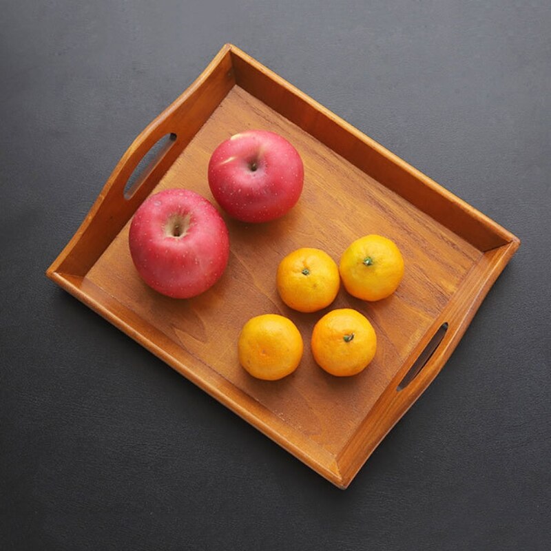 Bamboo Wooden Rectangular Tea Tray Solid Wood Tray Food Serving Tray Kung Fu Tea Cup Tray Wooden Hotel Dinner Plate Tableware - Provence Home Living Store