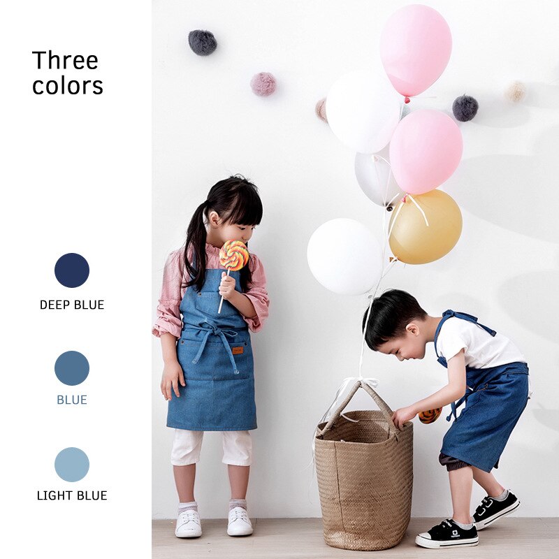 Kids Apron Denim Parent-Child Apron Cotton Korean Version Cover-up Avental Cozinha Pinafore Antifouling Customizable LOGO - Provence Home Living Store