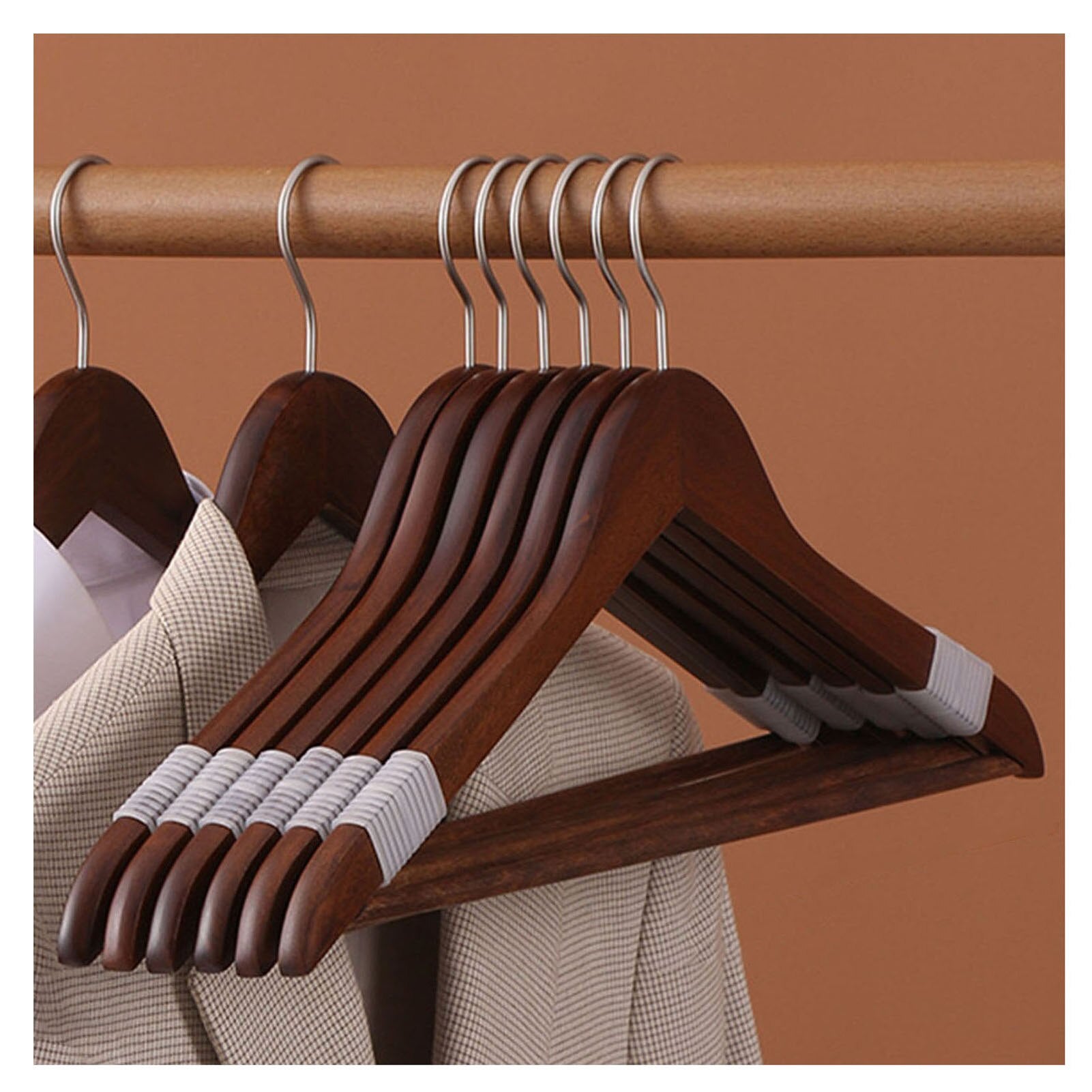 5pcs Solid Wood Hangers with Anti slip Design Durable Coat Hangers Household Suit Jeans Trousers Drying Hanger Storage Rack - Provence Home Living Store