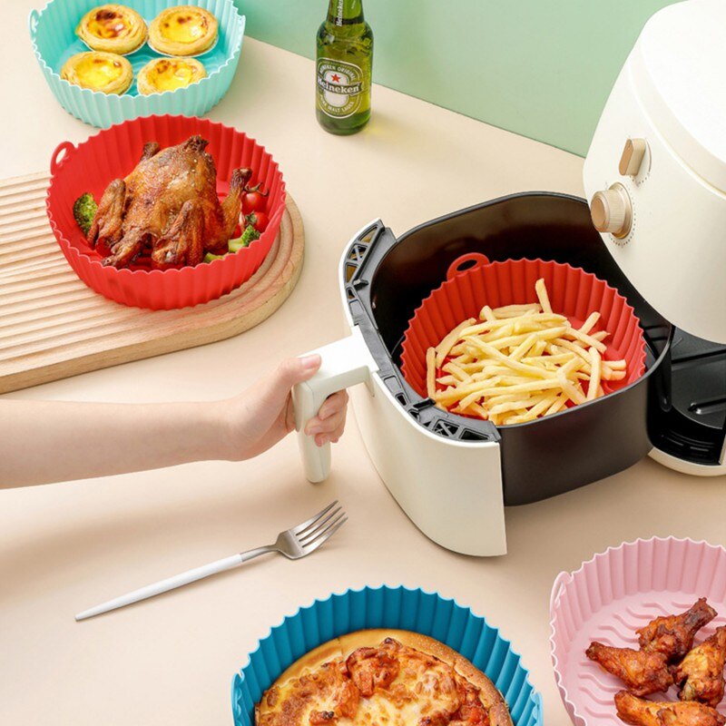 7.5/8.5 inch Air Fryers Oven Baking Tray Fried Chicken Basket Mat AirFryer Silicone Pot Round Replacemen Grill Pan Accessories - Provence Home Living Store