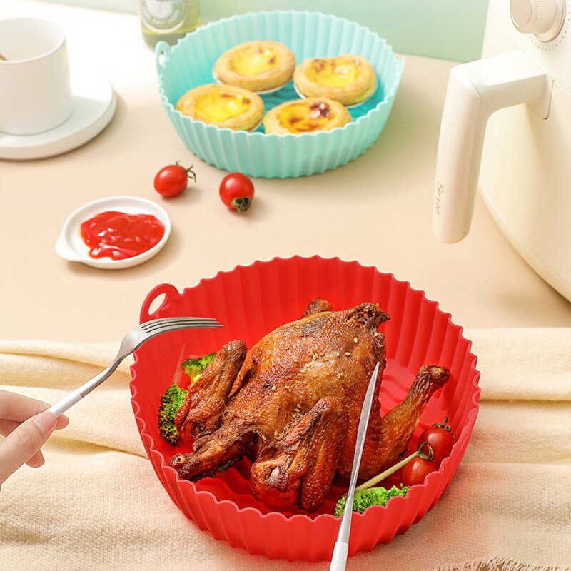 7.5/8.5 inch Air Fryers Oven Baking Tray Fried Chicken Basket Mat AirFryer Silicone Pot Round Replacemen Grill Pan Accessories - Provence Home Living Store