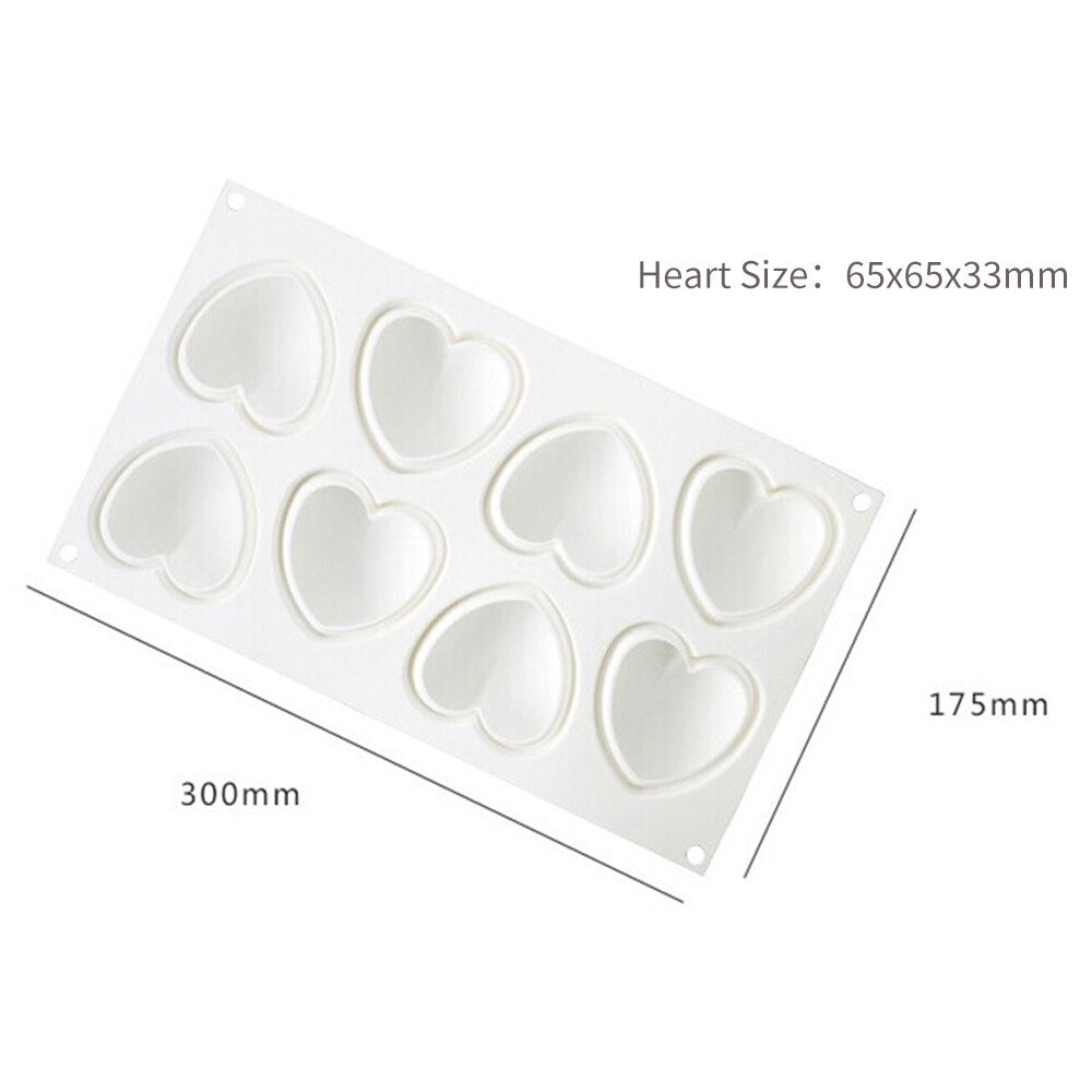 8 Hole Heart Mousse Cake Mold French Dessert Silicone Mold Chocolate Jelly Baking Tools Anniversary Cake Decorating Tool - Provence Home Living Store