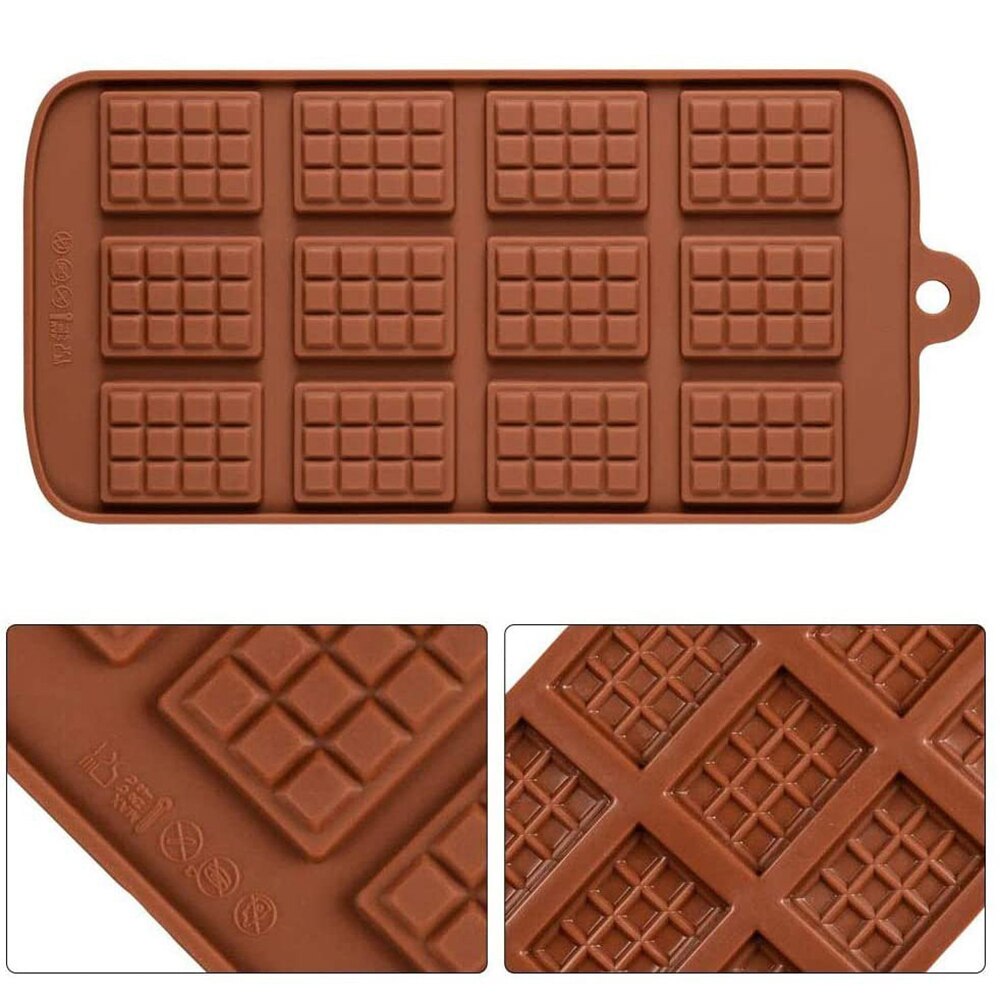 12 Hole Chocolate Silicone Molds Fondant Waffles Baking Mould Candy Cake Biscuit Making Tools Kitchen Baking Accessories - Provence Home Living Store