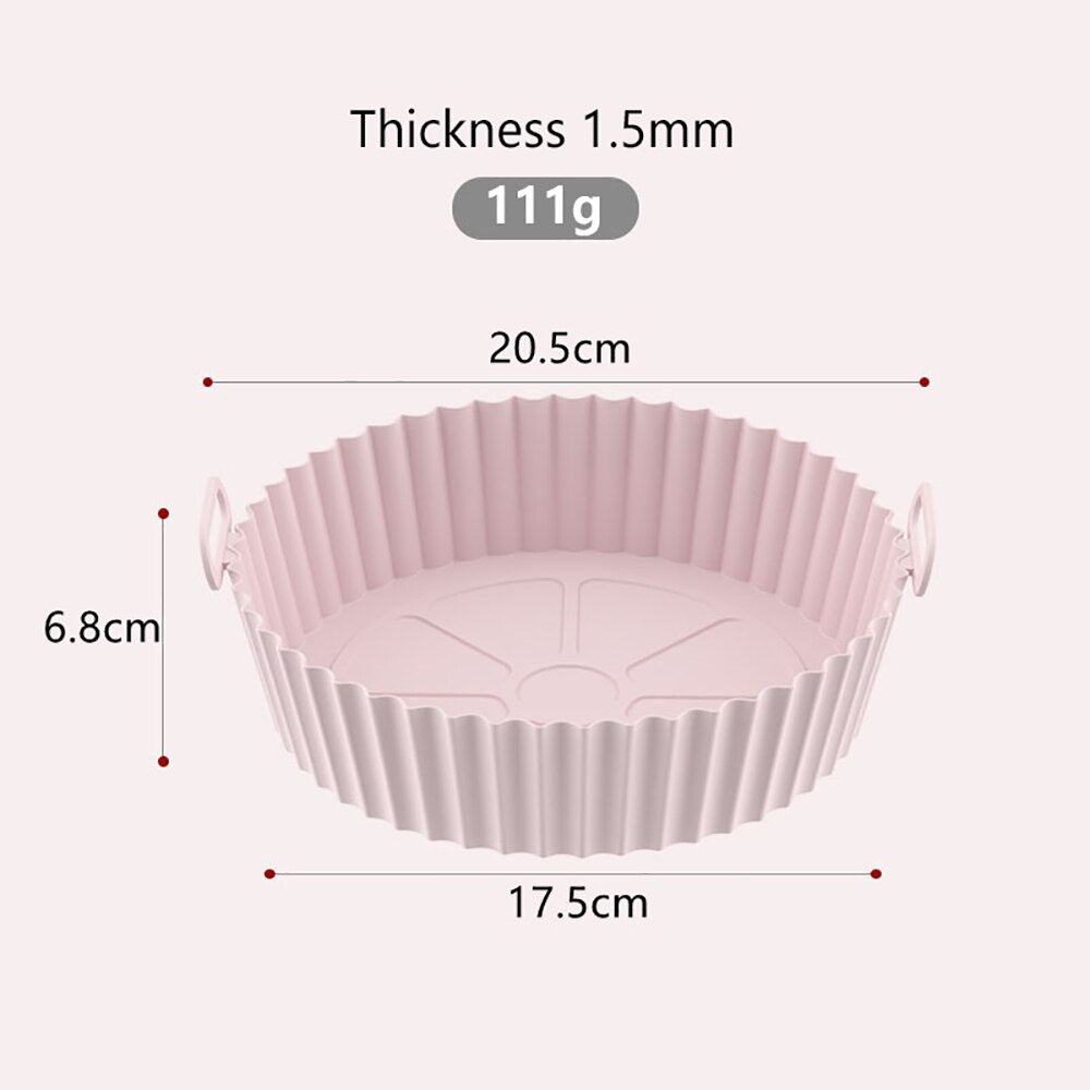 Reusable Airfryer Silicone Basket Pot Easy To Clean Oven Baking Tray Round Liner Pizza Plate Grill Pan Mat Air Fryer Accessories - Provence Home Living Store