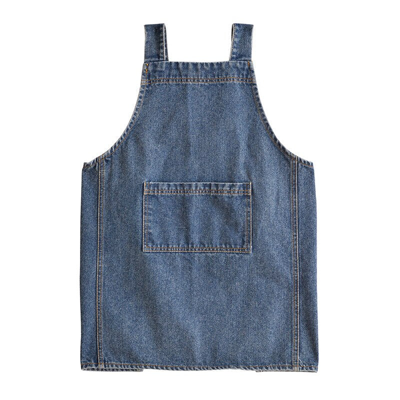 Children&#39;s Washed Denim Apron Boy&#39;s Painting Smock Game Anti-dirty Girl&#39;s Bib Advertising Kids Pinafore Nostalgic Clothing - Provence Home Living Store