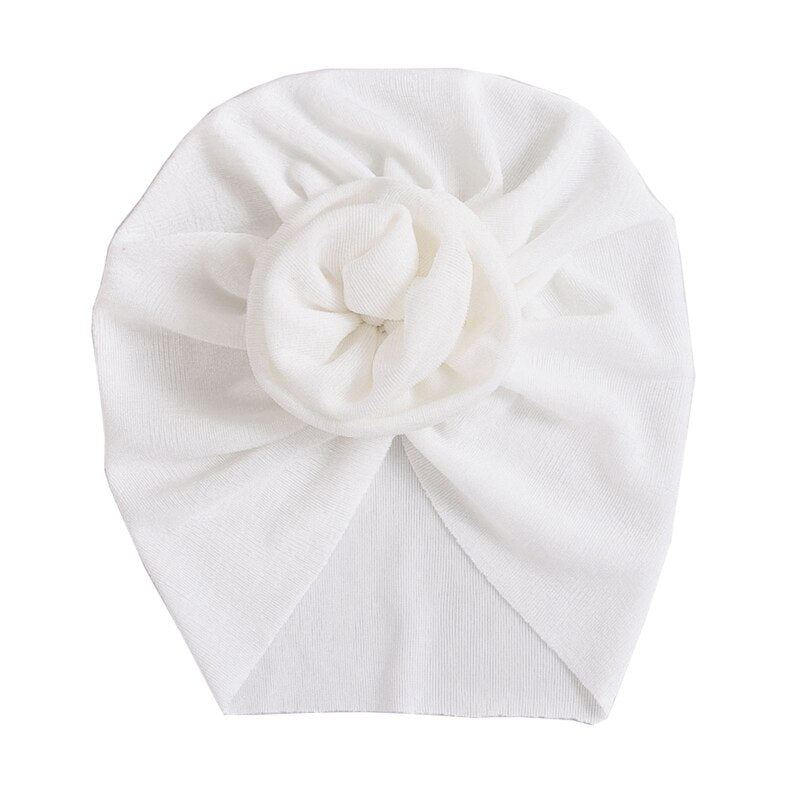 Baby Girls Turban Hat Cute Flower Knot Hospital Hat Ice Silk Newborn Beanie Caps Kids Toddler Elastic Headbands Hair Accessories - Provence Home Living Store