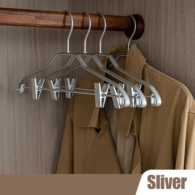 5pcs Coat Hangers Anti-slip Clips For Pants Racks Trousers Clothing Display Drying Rack Wardrobe Storage Hangers Organizer - Provence Home Living Store