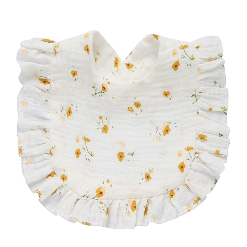 Cotton Gauze Baby Bib Newborn Feeding Bib Burp Cloths Floral Ruffle Boys Girls Nursing Saliva Towel Bandana Baby Accessories - Provence Home Living Store