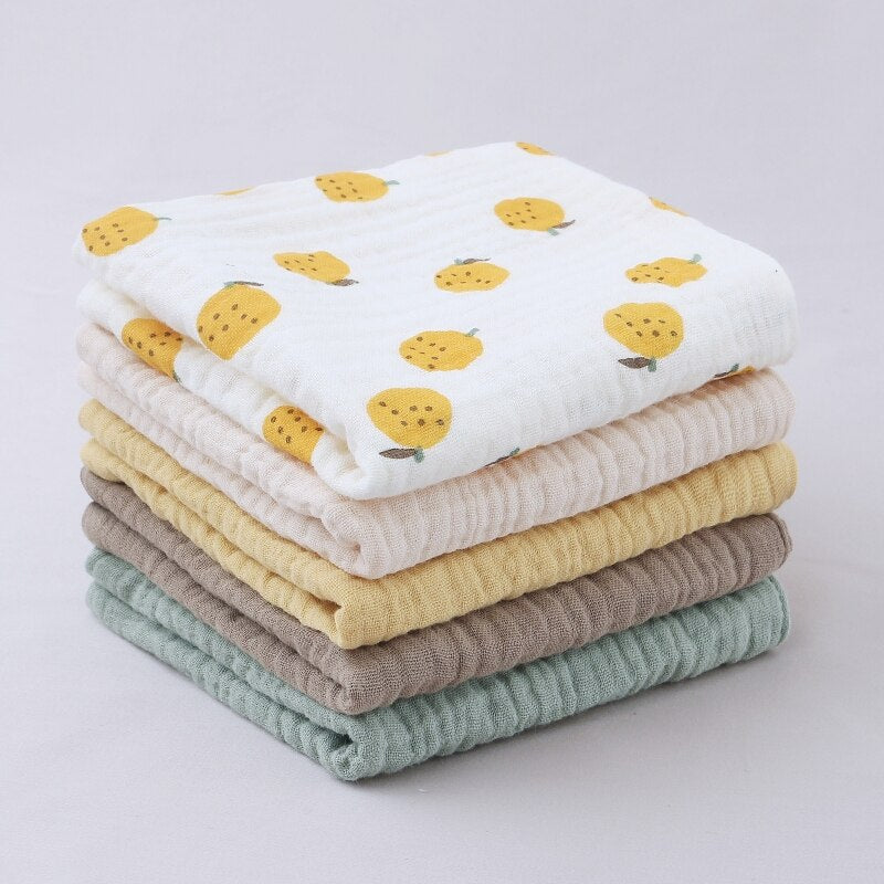 5 Pcs/set Soft Cotton Baby Face Towel Bath Towel Absorbent Gauze Newborn Burp Cloths Kids Washcloth Handkerchief Feeding Towel - Provence Home Living Store