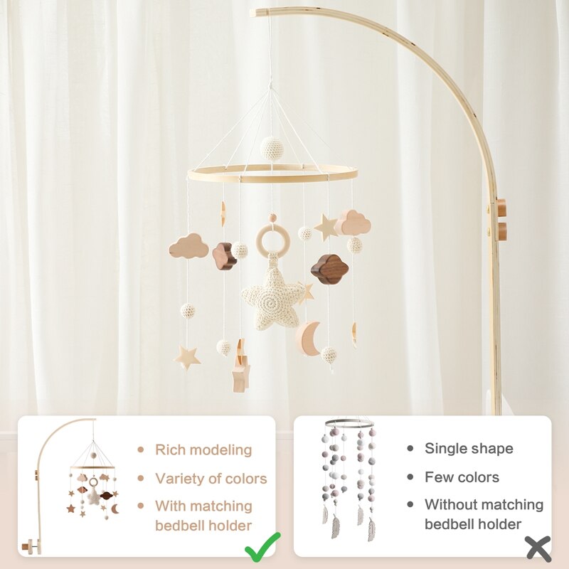 Baby Rattle Toy 0-12 Months Wooden Mobile On The Bed Newborn Music Box Bed Bell Hanging Toys Holder Bracket Infant Crib Toy Gift - Provence Home Living Store