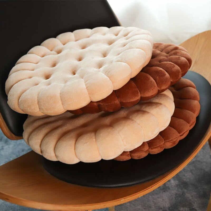 Creative Biscuit Shape Plush Cushion Velvet Cookie Pillow Chair Car Seat Pad For Office Sofa Home Tatami Decorative Floor Mat - Provence Home Living Store