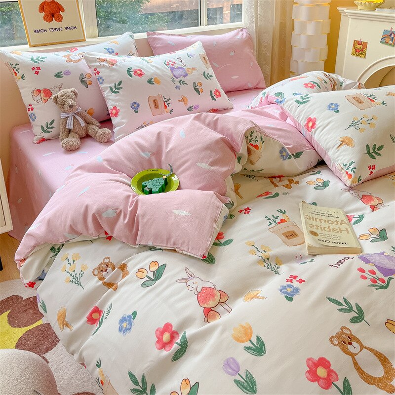 Four-piece cotton quilt cover bed linen spring summer home three-piece bed linen - Provence Home Living Store