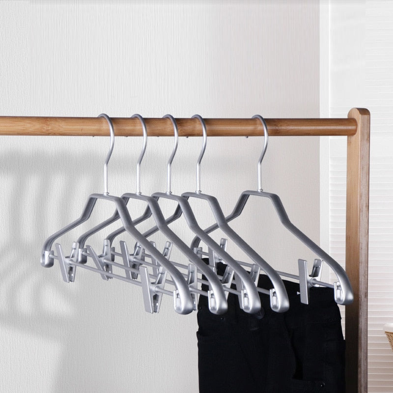 5pcs Clothes Hanger High Quality Aluminum Alloy Trousers Hangers with Clips Multifunctional Wardrobe Organizer Storage Racks - Provence Home Living Store