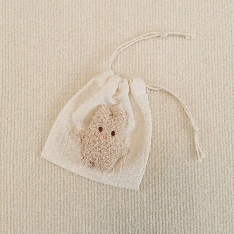 INS Bear Mini Muslin Drawstring Storage Bag Kids Coin Purse Pocket Wireless Earphone Organizer Pouch Travel Make Up Cosmetic Bag - Provence Home Living Store