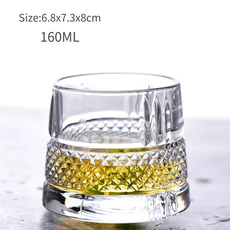 Whiskey Glass Creative Rotating Wine Glass Crystal Tumbler Beer Drinkware Old Fashioned Rocks Glasses Brandy Wine Cup - Provence Home Living Store