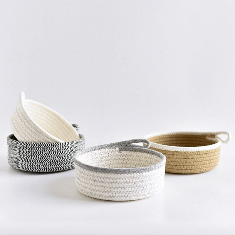 Nordic Cotton Rope Woven Storage Basket Key Holder Desktop Sundries Organizer Box Kids Toys Dirty Clothes Laundry Baskets Hamper - Provence Home Living Store