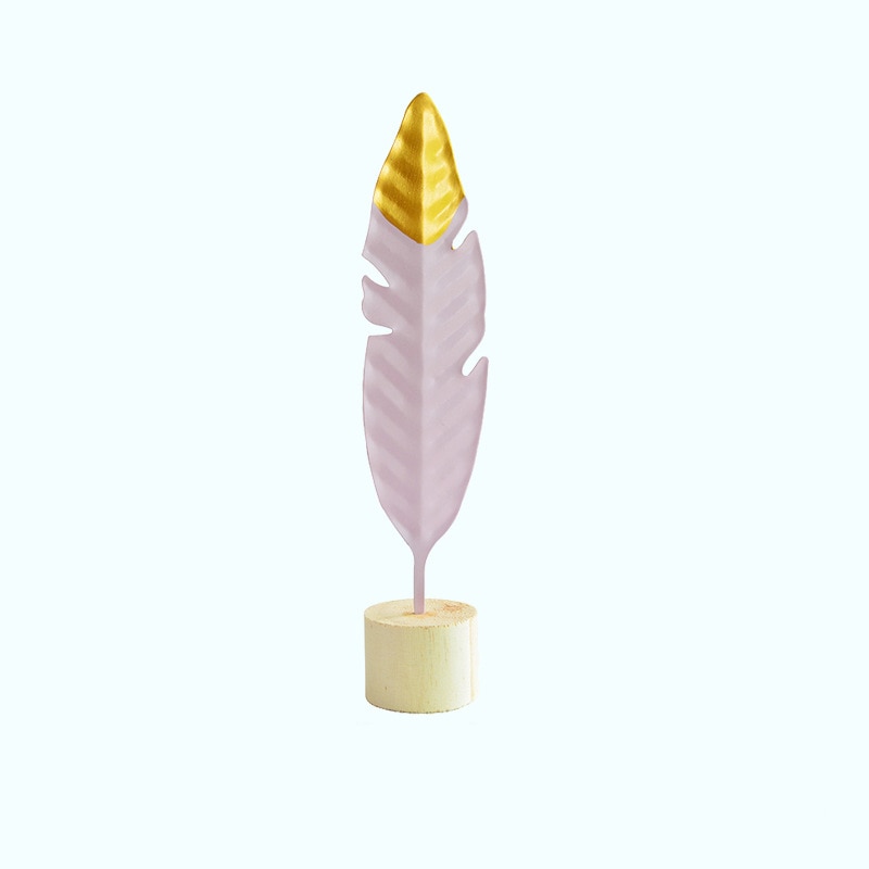 Modern Iron Feather Wooden Base Decorations - Provence Home Living Store