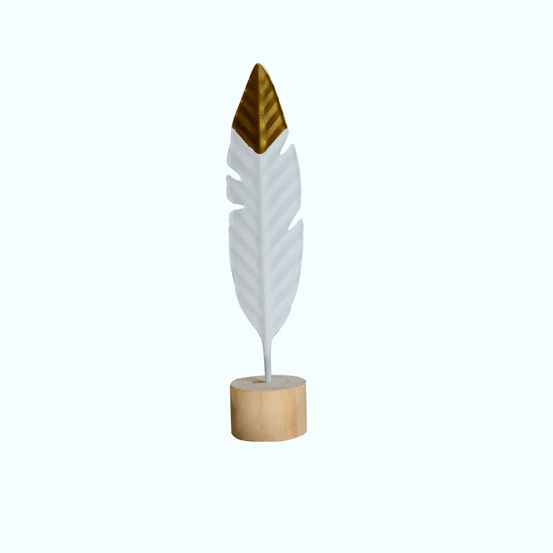 Modern Iron Feather Wooden Base Decorations - Provence Home Living Store