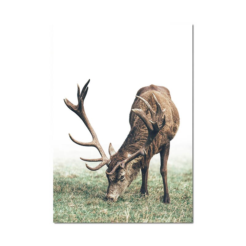 Scandinavian Poster Nordic Style Deer Wood Wall Art Canvas - Provence Home Living Store