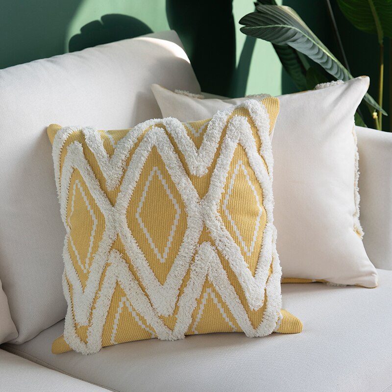 Cotton Woven cushion cover Iovry Tassels pillow cover Morroccan Style Tuft for Home decoration Sofa Bed 45x45cm/30x50cm/50x50cm - Provence Home Living Store