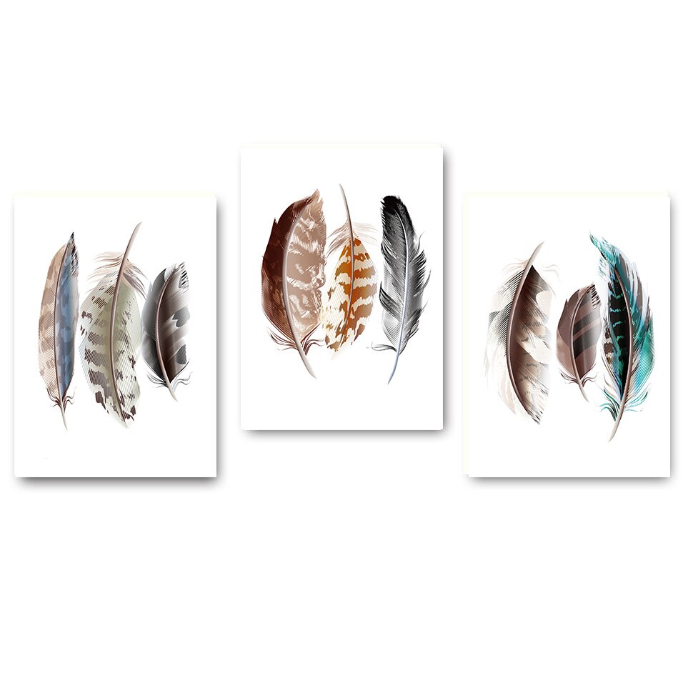 Watercolor Feathers Abstract Poster Canvas - Provence Home Living Store