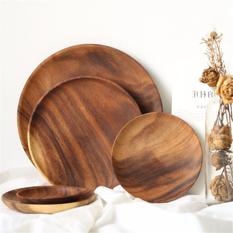 Solid Wood Round Plate - Provence Home Living Store