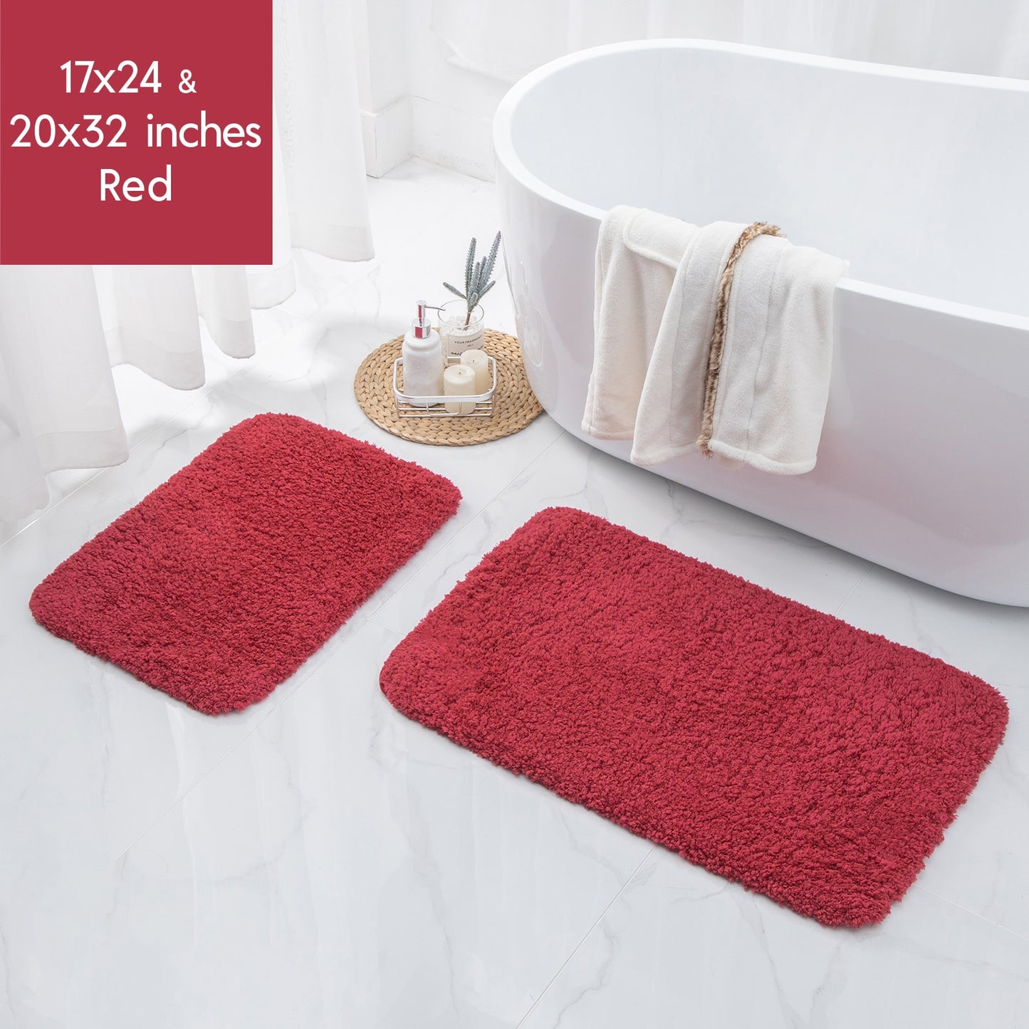 Ashler Bathroom Rug Non Slip Microfiber Bath Area Rugs, 2 Sets Water Absorbing Mat Ultra Soft Shower Rugs, Plush Runner Machine - Provence Home Living Store