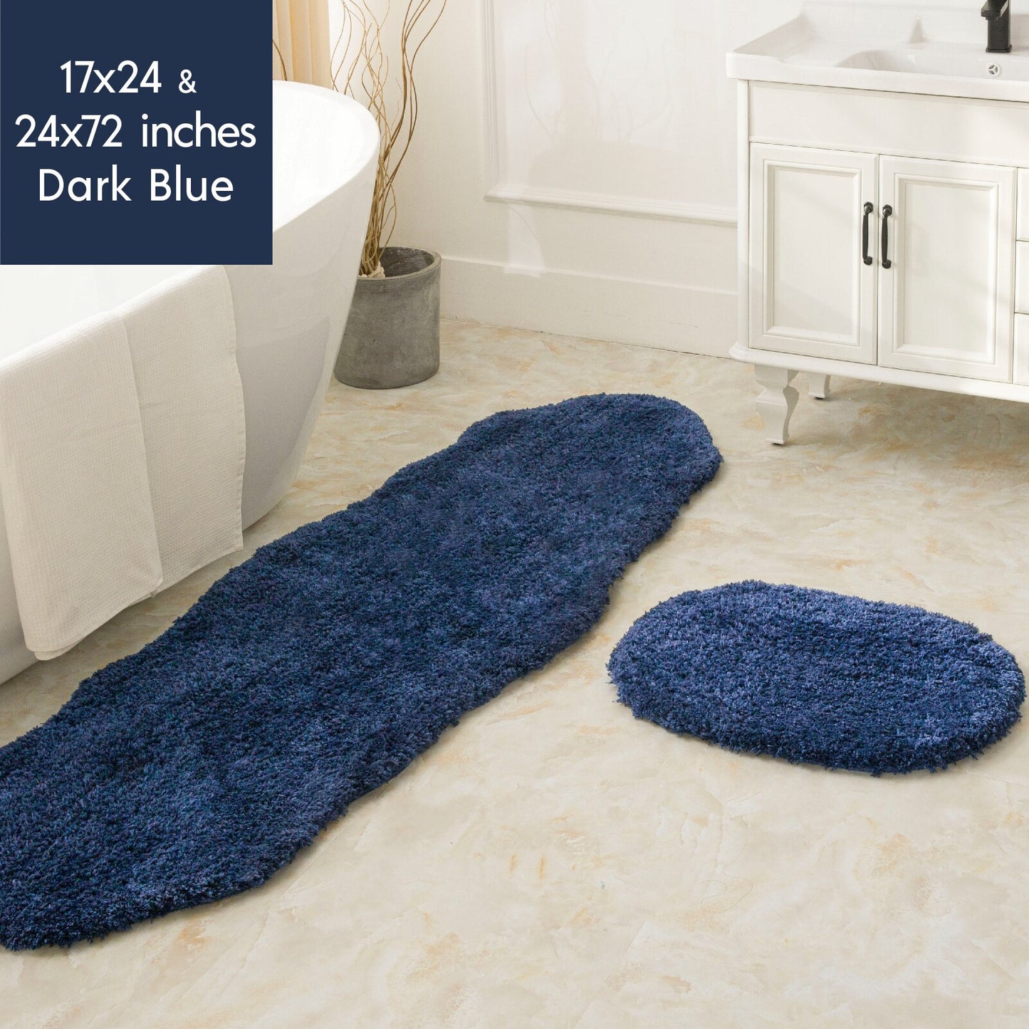 Ashler Bathroom Rug Non Slip Microfiber Bath Area Rugs, 2 Sets Water Absorbing Mat Ultra Soft Shower Rugs, Plush Runner Machine - Provence Home Living Store