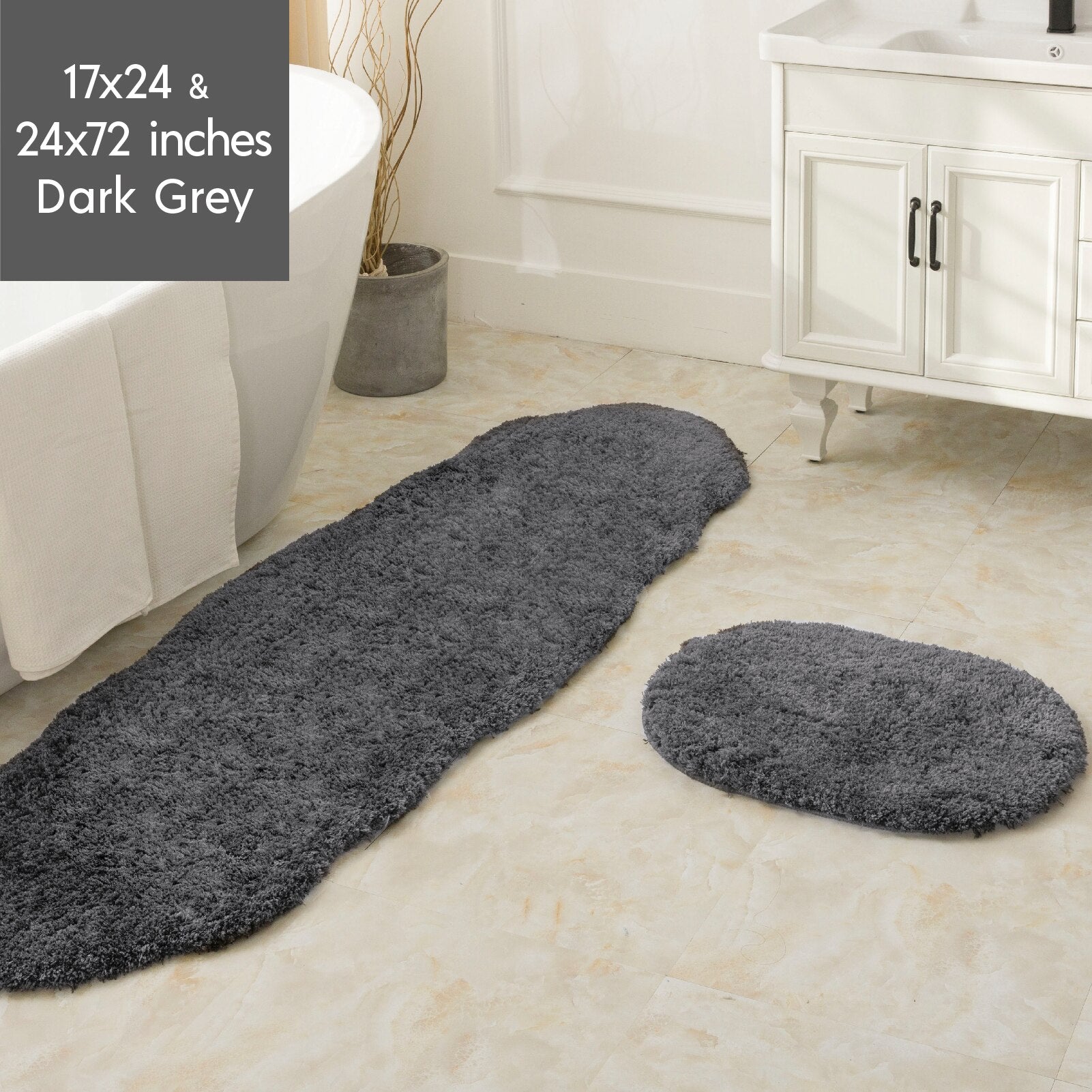 Ashler Bathroom Rug Non Slip Microfiber Bath Area Rugs, 2 Sets Water Absorbing Mat Ultra Soft Shower Rugs, Plush Runner Machine - Provence Home Living Store