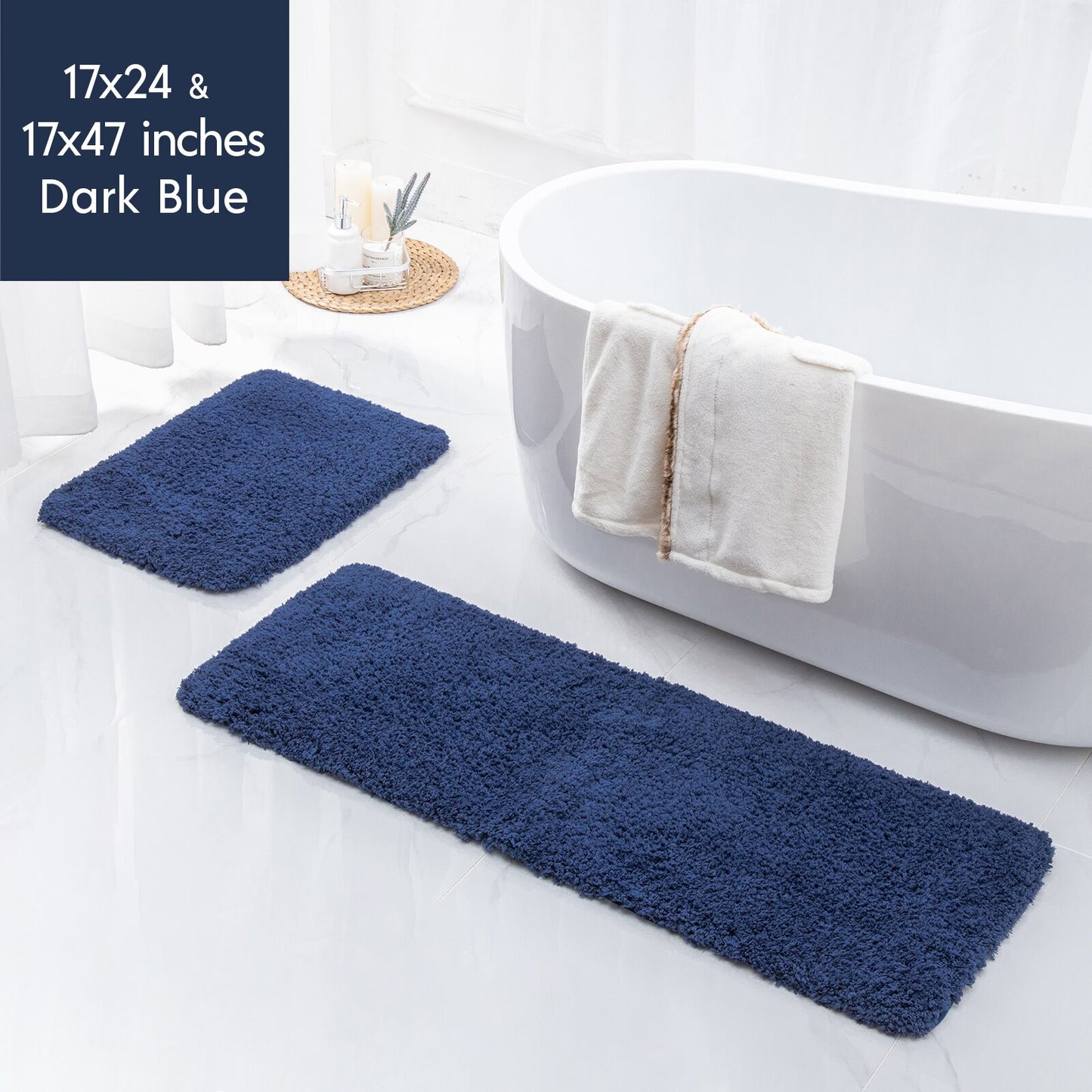 Ashler Bathroom Rug Non Slip Microfiber Bath Area Rugs, 2 Sets Water Absorbing Mat Ultra Soft Shower Rugs, Plush Runner Machine - Provence Home Living Store