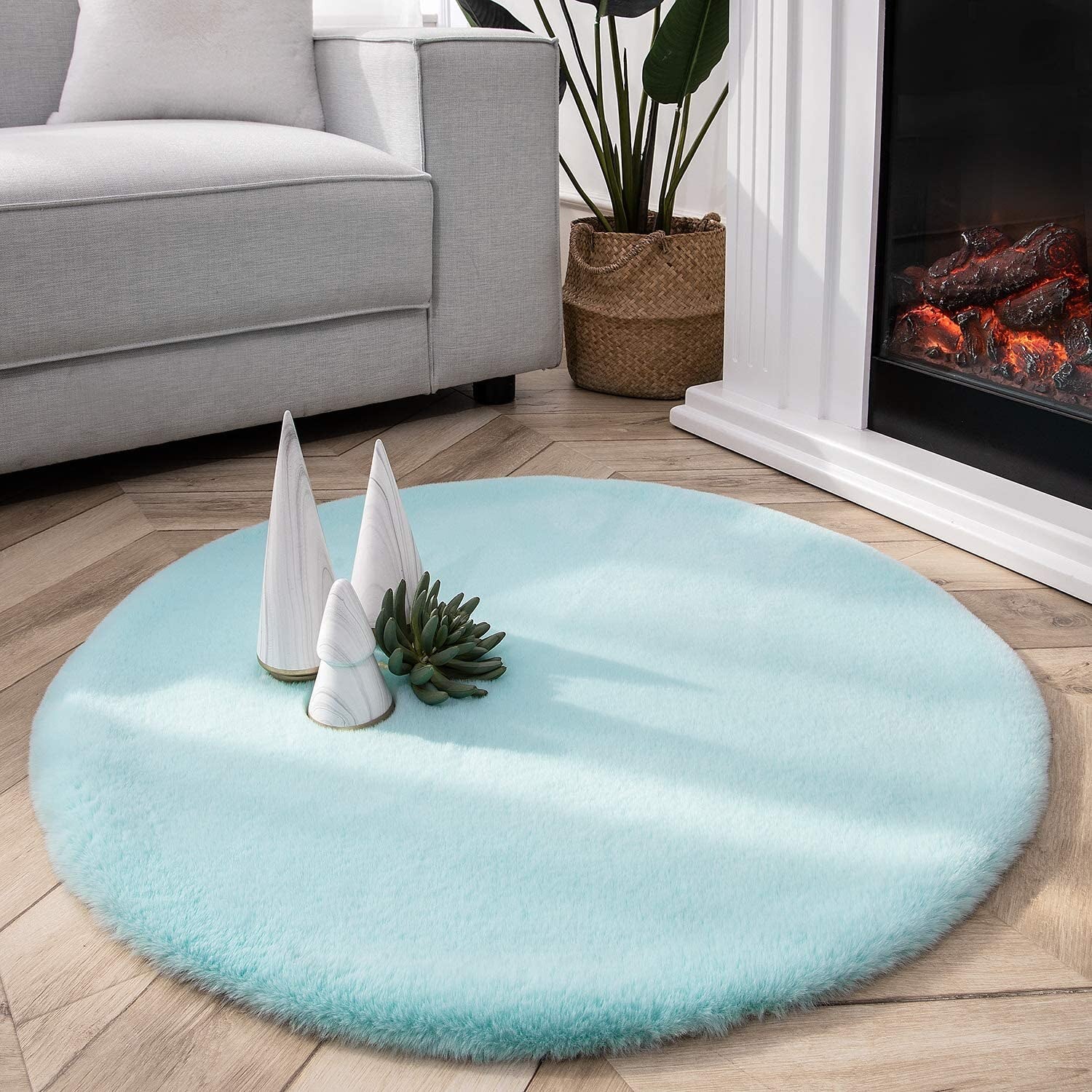 Ashler HOME DECO Soft Faux Rabbit Fur Round Shaped Sheepskin Fur Chair Couch Cover Area Rug Bedroom Floor Sofa Living Room - Provence Home Living Store