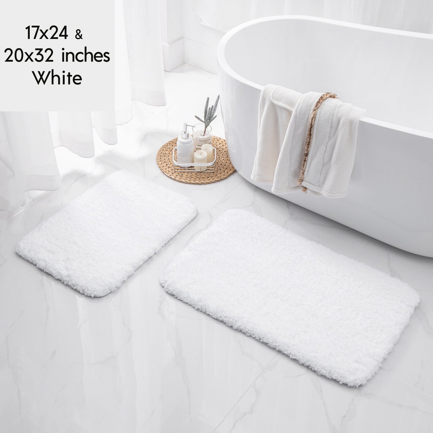 Ashler Bathroom Rug Non Slip Microfiber Bath Area Rugs, 2 Sets Water Absorbing Mat Ultra Soft Shower Rugs, Plush Runner Machine - Provence Home Living Store