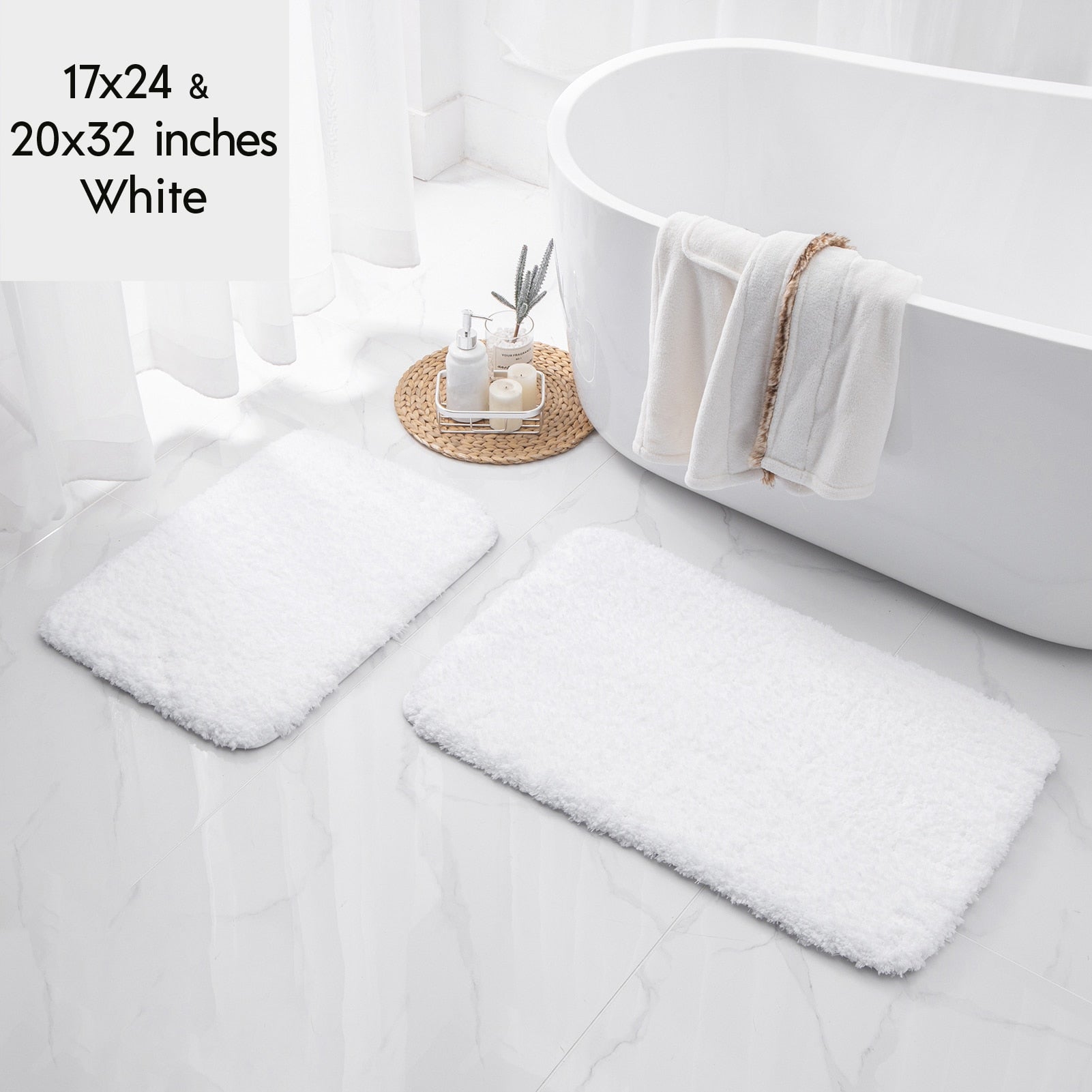 Ashler Bathroom Rug Non Slip Microfiber Bath Area Rugs, 2 Sets Water Absorbing Mat Ultra Soft Shower Rugs, Plush Runner Machine - Provence Home Living Store