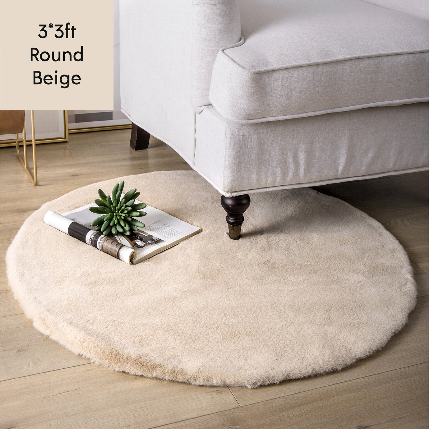 Ashler HOME DECO Soft Faux Rabbit Fur Round Shaped Sheepskin Fur Chair Couch Cover Area Rug Bedroom Floor Sofa Living Room - Provence Home Living Store