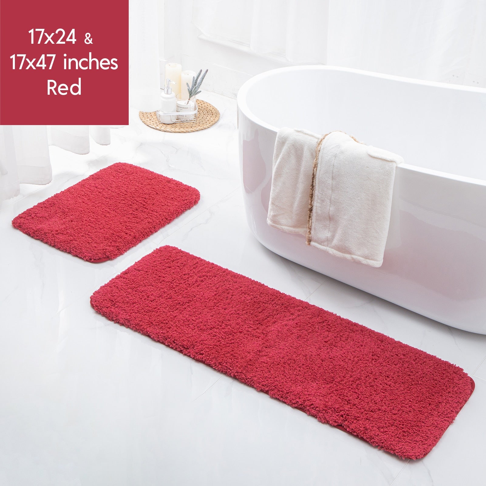 Ashler Bathroom Rug Non Slip Microfiber Bath Area Rugs, 2 Sets Water Absorbing Mat Ultra Soft Shower Rugs, Plush Runner Machine - Provence Home Living Store