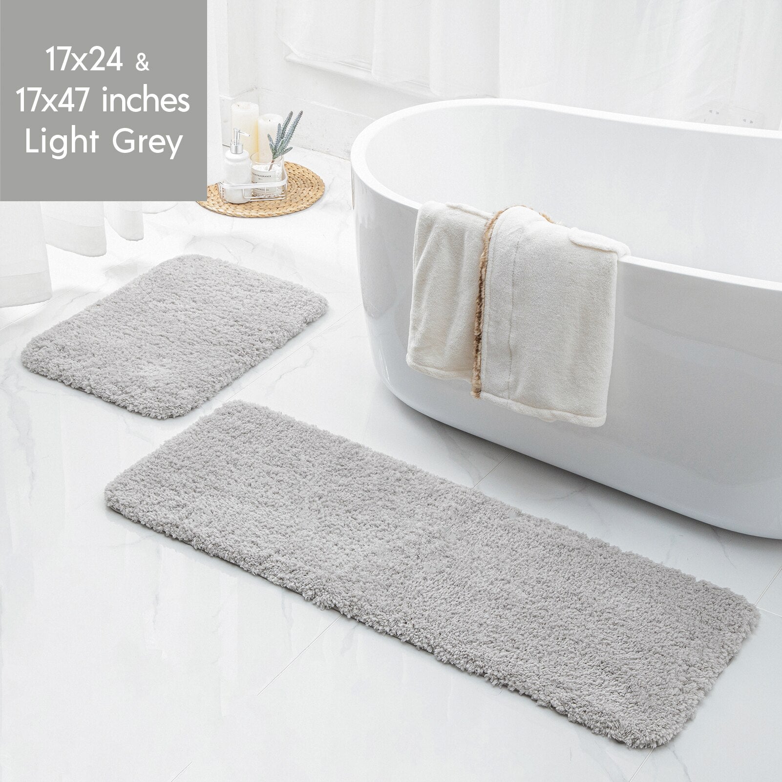 Ashler Bathroom Rug Non Slip Microfiber Bath Area Rugs, 2 Sets Water Absorbing Mat Ultra Soft Shower Rugs, Plush Runner Machine - Provence Home Living Store