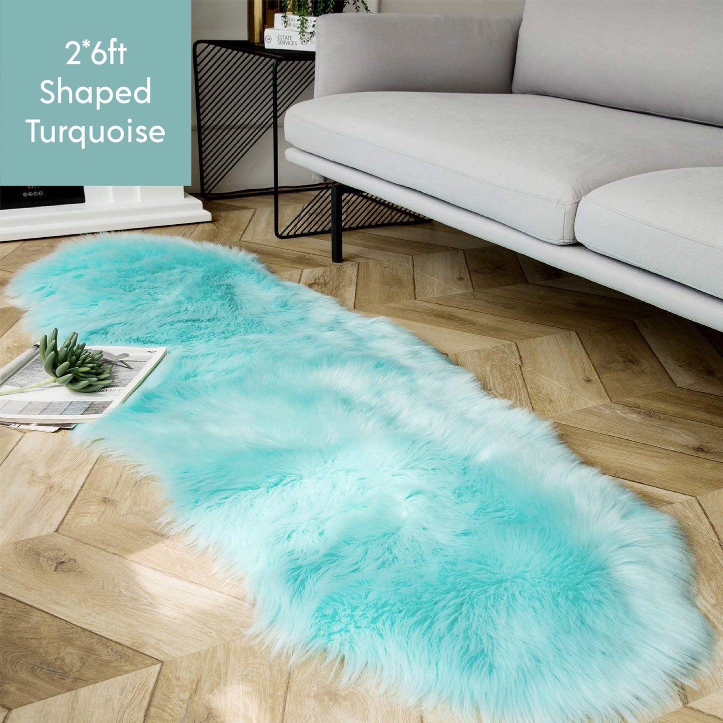 Ashler HOME DECO Ultra Soft Shaped Faux Sheepskin Fur Rug White Fluffy Area Rug Shag Rug Carpets for Bedroom Living Room - Provence Home Living Store