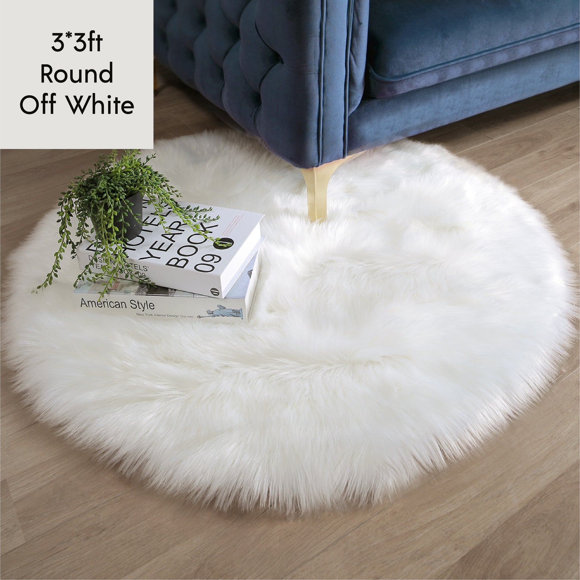 Ashler HOME DECO Ultra Soft Round Shaped Faux Sheepskin Fur Rug White Fluffy Area Shag Rug Carpets for Bedroom Living Room - Provence Home Living Store