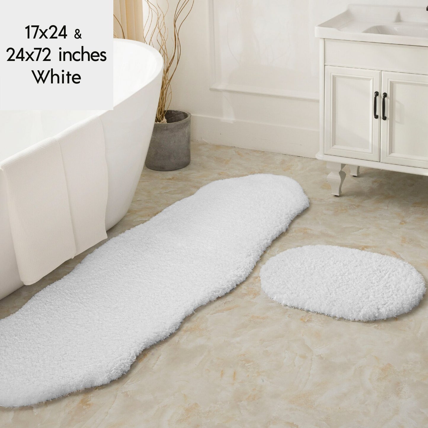 Ashler Bathroom Rug Non Slip Microfiber Bath Area Rugs, 2 Sets Water Absorbing Mat Ultra Soft Shower Rugs, Plush Runner Machine - Provence Home Living Store