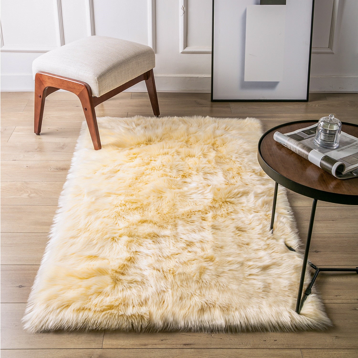 Ashler HOME DECO Ultra Soft Large Rectangle Faux Sheepskin Fur Rug White Fluffy Area Shag Rug Carpets for Bedroom Living Room - Provence Home Living Store