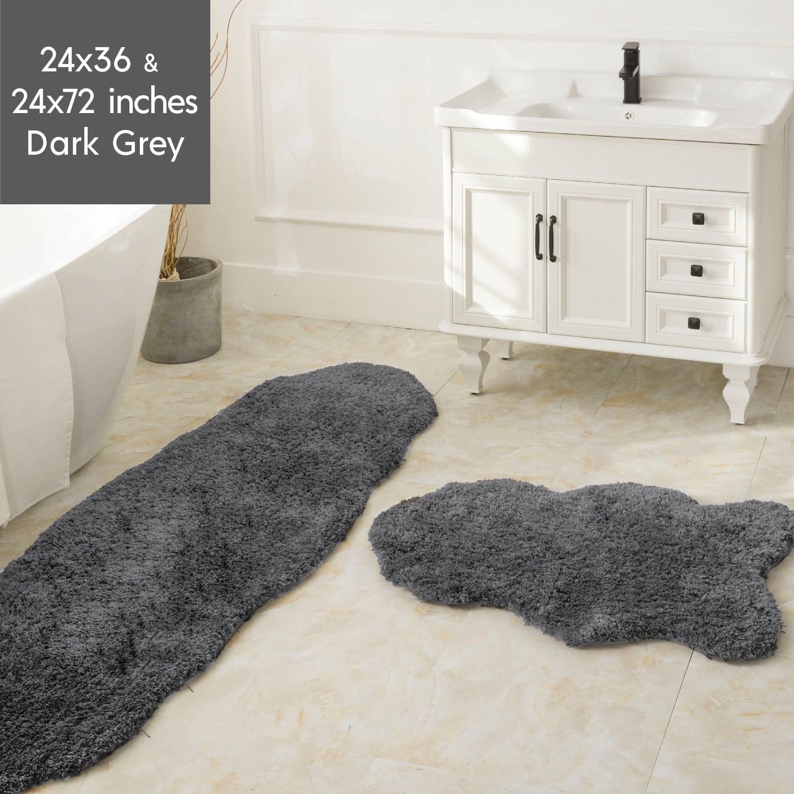 Ashler Bathroom Rug Non Slip Microfiber Bath Area Rugs, 2 Sets Water Absorbing Mat Ultra Soft Shower Rugs, Plush Runner Machine - Provence Home Living Store