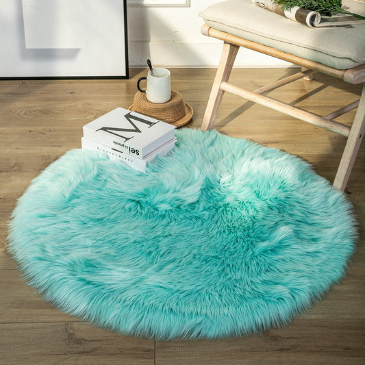 Ashler HOME DECO Ultra Soft Round Shaped Faux Sheepskin Fur Rug White Fluffy Area Shag Rug Carpets for Bedroom Living Room - Provence Home Living Store