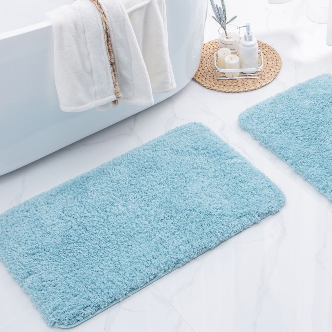 Ashler Bathroom Rug Non Slip Microfiber Bath Area Rugs, 2 Sets Water Absorbing Mat Ultra Soft Shower Rugs, Plush Runner Machine - Provence Home Living Store