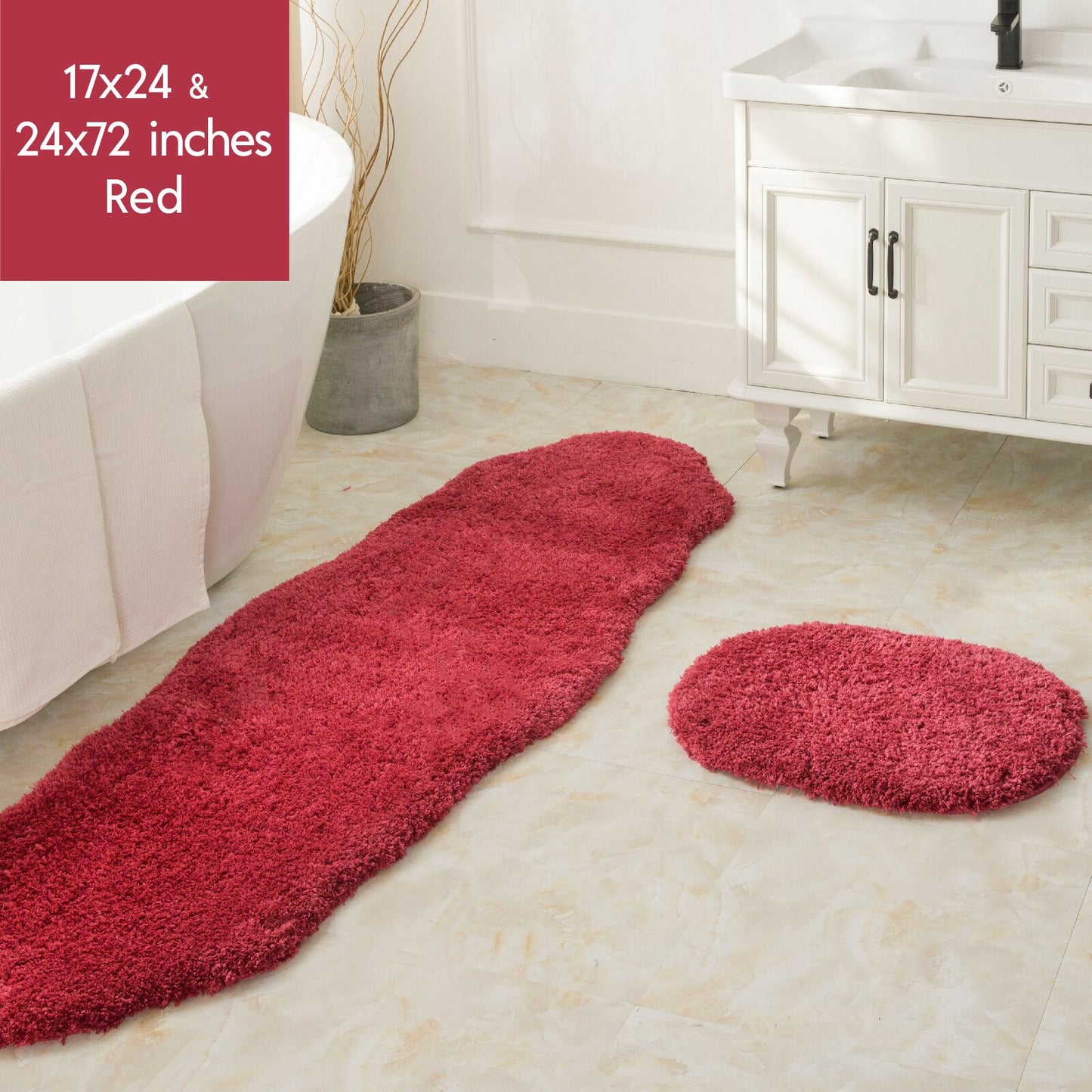 Ashler Bathroom Rug Non Slip Microfiber Bath Area Rugs, 2 Sets Water Absorbing Mat Ultra Soft Shower Rugs, Plush Runner Machine - Provence Home Living Store