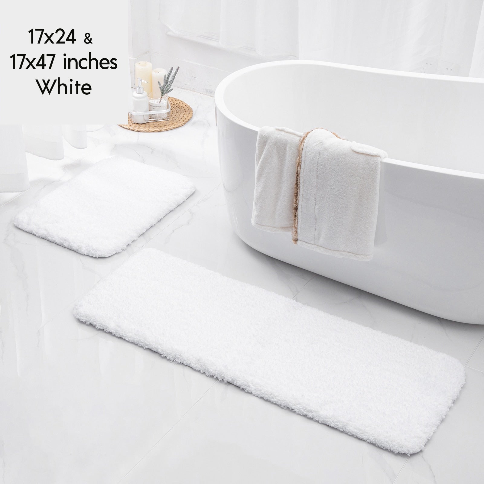 Ashler Bathroom Rug Non Slip Microfiber Bath Area Rugs, 2 Sets Water Absorbing Mat Ultra Soft Shower Rugs, Plush Runner Machine - Provence Home Living Store