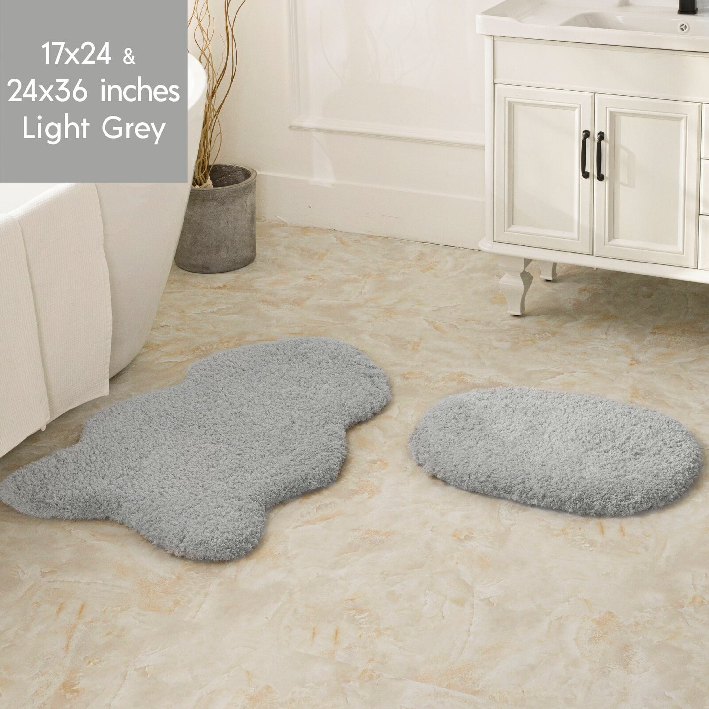 Ashler Bathroom Rug Non Slip Microfiber Bath Area Rugs, 2 Sets Water Absorbing Mat Ultra Soft Shower Rugs, Plush Runner Machine - Provence Home Living Store