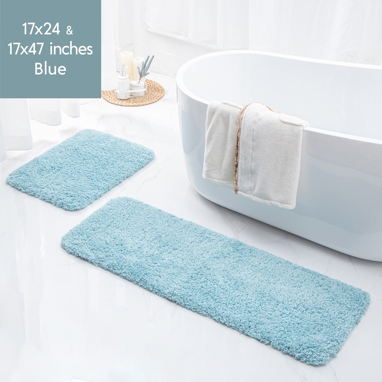 Ashler Bathroom Rug Non Slip Microfiber Bath Area Rugs, 2 Sets Water Absorbing Mat Ultra Soft Shower Rugs, Plush Runner Machine - Provence Home Living Store